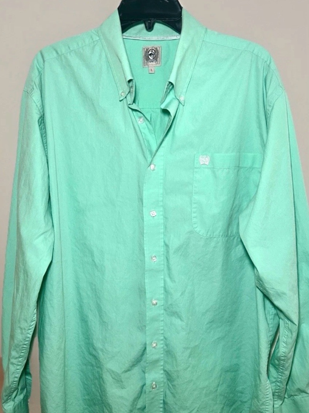 Cinch Men's Western Solid Mint Green Button-Down Shirt L/XL - Picture 2 of 9